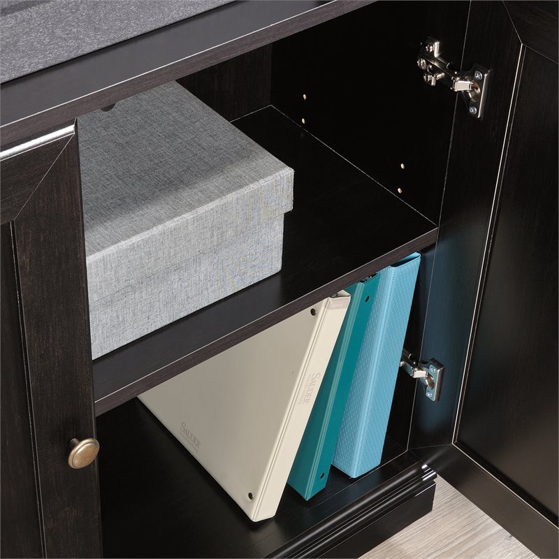 Pemberly Row 3-Shelf Modern Engineered Wood Bookcase in Estate Black