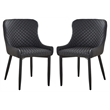 Pemberly Row Tufted Side Dining Chair in Dark Gray (Set of 2)