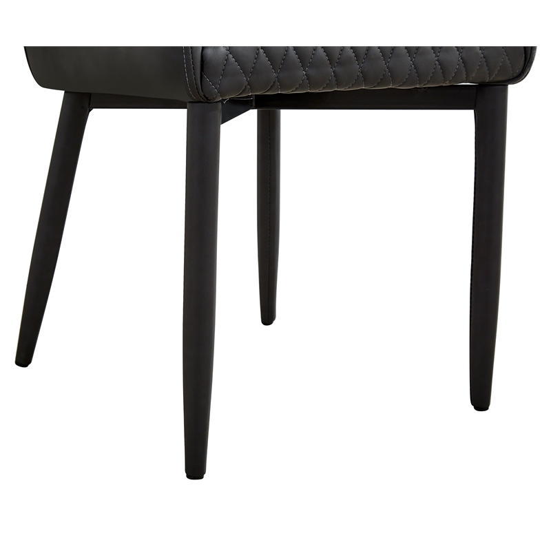 Pemberly Row Tufted Side Dining Chair in Dark Gray (Set of 2)