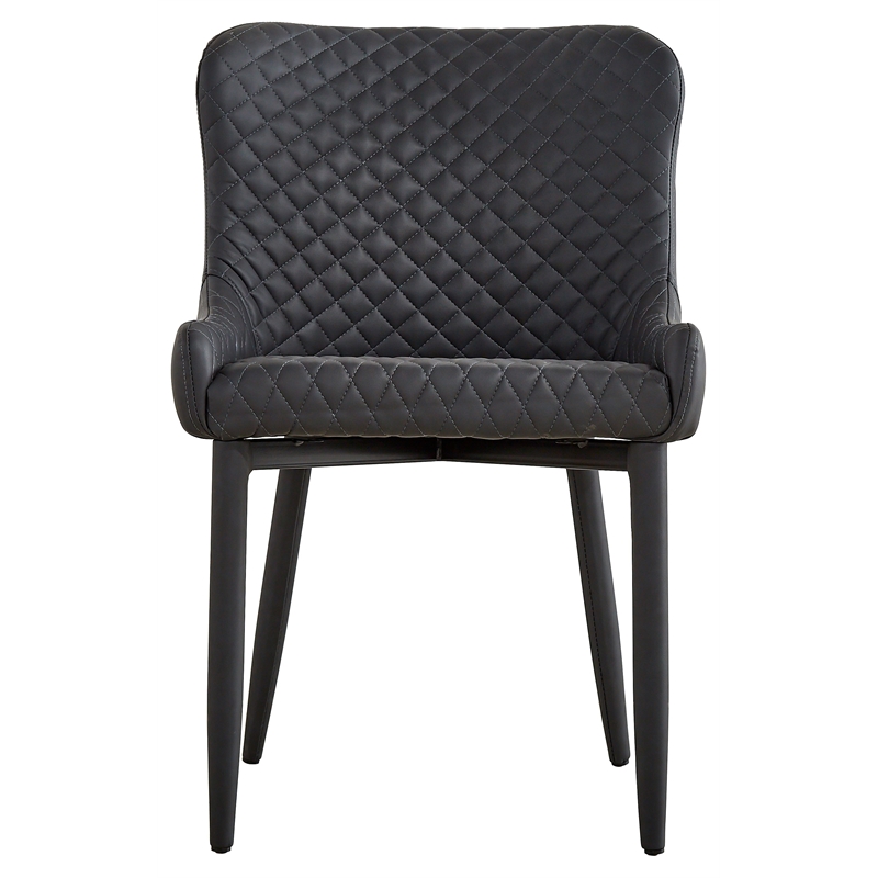 Pemberly Row Tufted Side Dining Chair in Dark Gray (Set of 2)