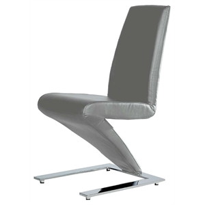 Pemberly Row Faux Leather Z Dining Chair in Gray (Set of 2)