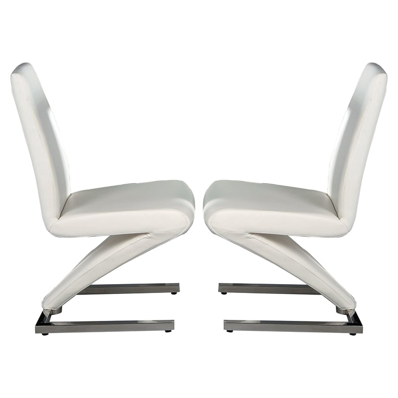 Pemberley Row Faux Leather White Dining Chair Z-Shaped 38.5
