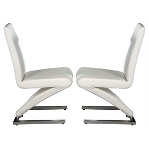 Pemberley Row Faux Leather White Dining Chair Z-Shaped 38.5&quot x 18.5&quot x 24&quot Unassembled