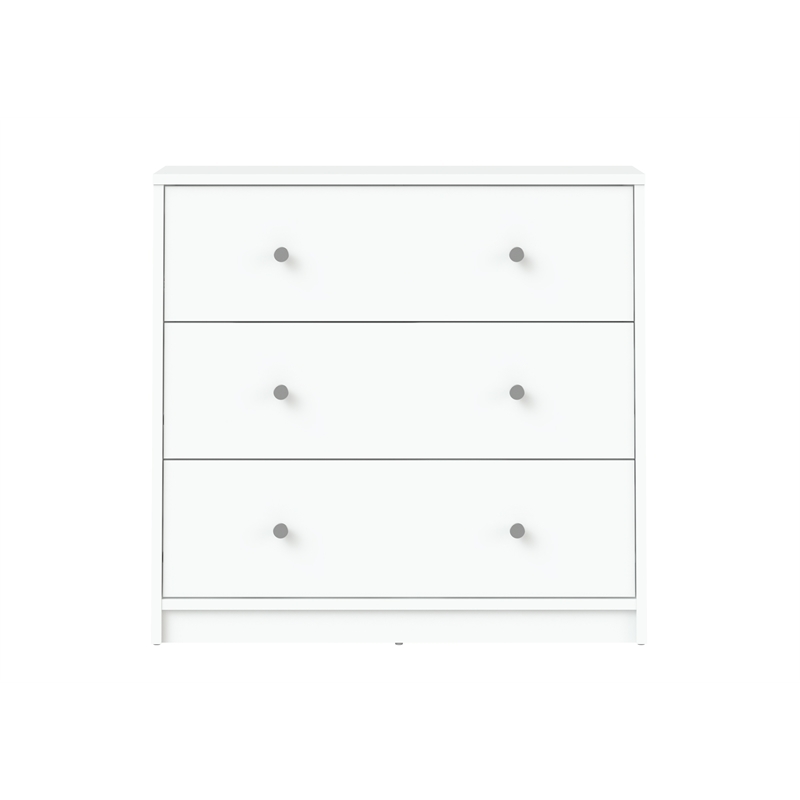 Pemberly Row Contemporary 3-Drawer Engineered Wood Chest in White