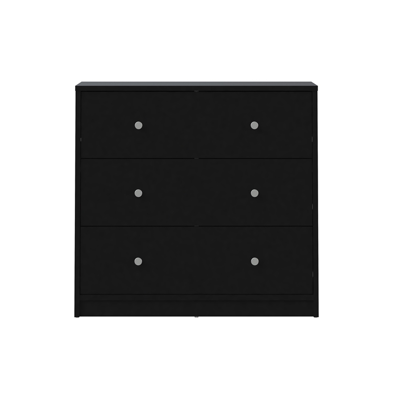 Pemberly Row Traditional 3-Drawer Engineered Wood Chest in Black