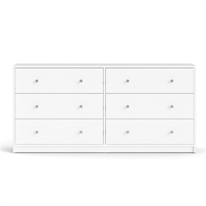 Pemberly Row 6-Drawer Contemporary Engineered Wood Double Dresser in White