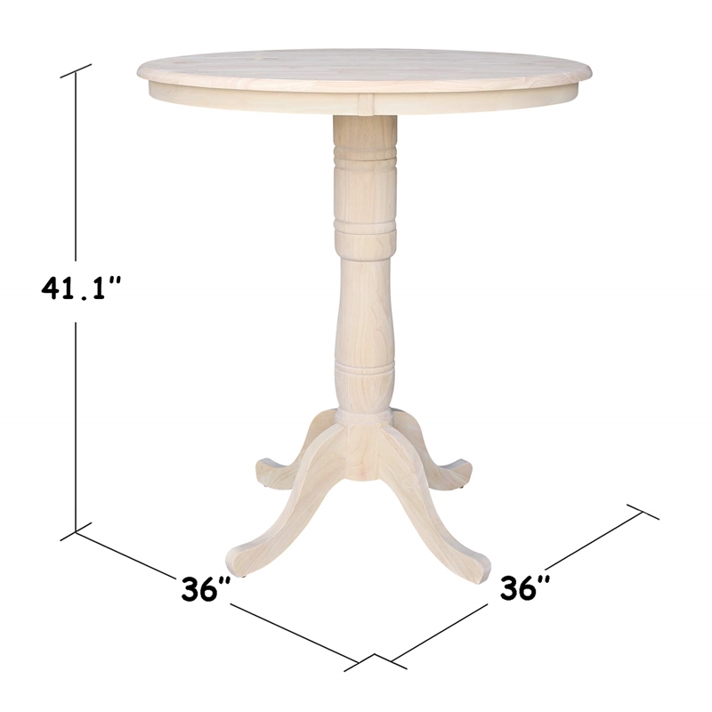 Pemberley Row Solid Wood White Bar Table Round 36