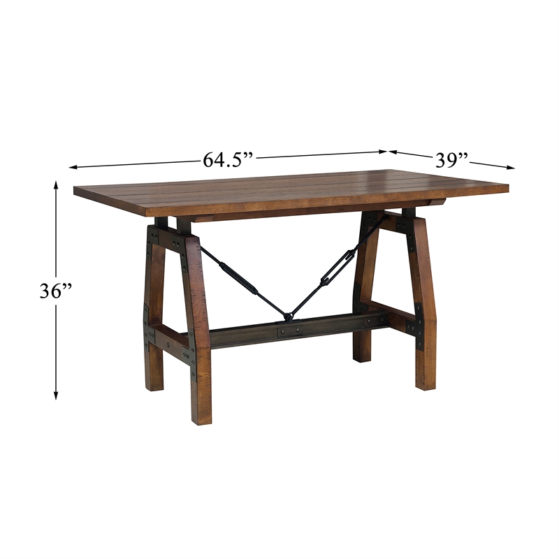 Pemberly Row Wood Counter Height Dining Table in Rustic Brown
