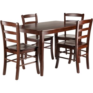 Pemberly Row 5-Piece Transitional Solid Wood Dining Set in Walnut