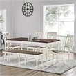 Pemberly Row 6-Piece Wood Butterfly Leaf Dining Set in Rubbed White/Rich Cherry