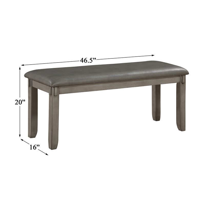 Pemberley Row Wood Gray Dining Set Rectangular Faux Leather Seats 6 Assembly Required