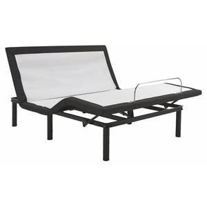 Pemberly Row Transitional Metal Model 2 Adjustable Queen Bed Base in Black/White