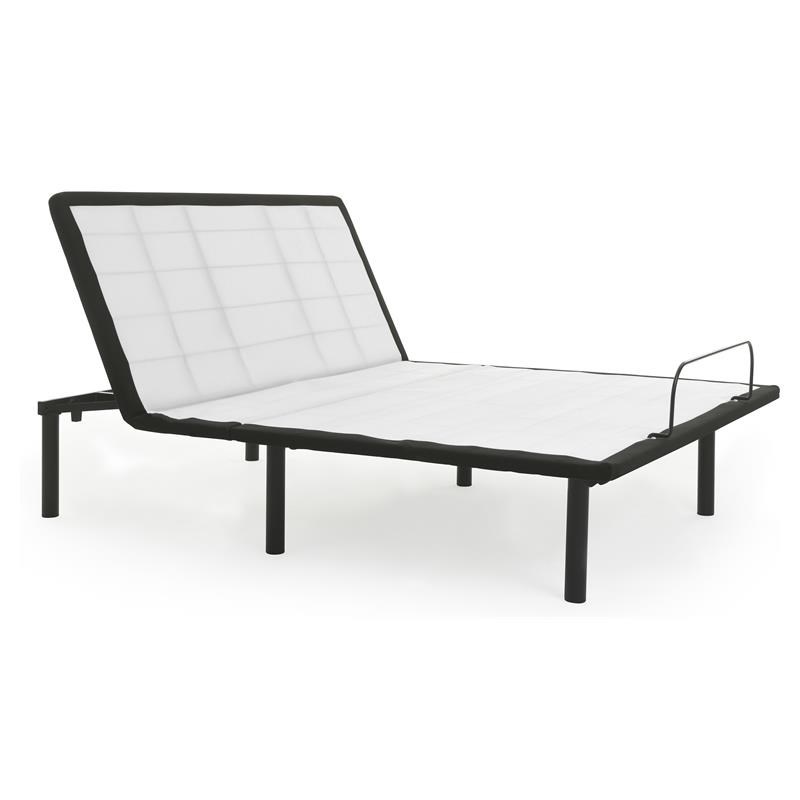 Pemberly Row Transitional Metal Model H Adjustable Queen Bed Base in Black/White