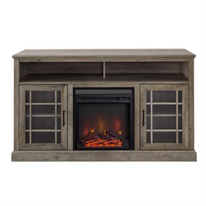 Pemberly Row Transitional Wood Fireplace TV Stand for TVs up to 58&quot in Gray