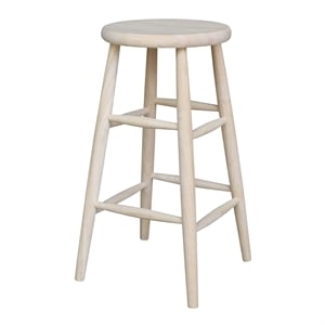 Pemberly Row 30&quot Country Parawood Scooped Seat Bar Stool in White
