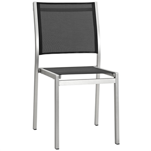 Pemberly Row 35&quotH Modern Aluminum Patio Dining Side Chair in Black