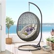 Pemberly Row Modern Metal/Rattan Outdoor Hanging Chair in Gray/Beige
