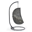 Pemberly Row Modern Metal/Rattan Outdoor Hanging Chair in Gray/Beige
