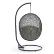 Pemberly Row Modern Metal/Rattan Outdoor Hanging Chair in Gray/Beige