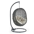Pemberly Row Modern Metal/Rattan Outdoor Hanging Chair in Gray/Beige