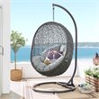 Pemberly Row Modern Metal/Rattan Outdoor Hanging Chair in Gray