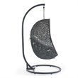 Pemberly Row Modern Metal/Rattan Outdoor Hanging Chair in Gray