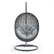 Pemberly Row Modern Metal/Rattan Outdoor Hanging Chair in Gray