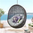 Pemberly Row Modern Metal/Rattan Outdoor Hanging Chair in Gray