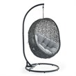 Pemberly Row Modern Metal/Rattan Outdoor Hanging Chair in Gray