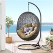 Pemberly Row Modern Metal/Rattan Outdoor Hanging Chair in Gray/Mocha