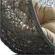 Pemberly Row Modern Metal/Rattan Outdoor Hanging Chair in Gray/Mocha