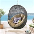 Pemberly Row Modern Metal/Rattan Outdoor Hanging Chair in Gray/Mocha