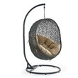 Pemberly Row Modern Metal/Rattan Outdoor Hanging Chair in Gray/Mocha