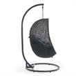 Pemberly Row Modern Metal/Rattan Outdoor Hanging Chair in Gray/Navy