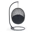 Pemberly Row Modern Metal/Rattan Outdoor Hanging Chair in Gray/Navy