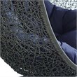 Pemberly Row Modern Metal/Rattan Outdoor Hanging Chair in Gray/Navy