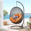Pemberly Row Modern Metal/Rattan Outdoor Hanging Chair in Gray/Orange