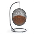 Pemberly Row Modern Metal/Rattan Outdoor Hanging Chair in Gray/Orange