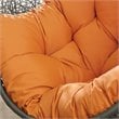 Pemberly Row Modern Metal/Rattan Outdoor Hanging Chair in Gray/Orange