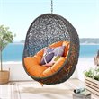 Pemberly Row Modern Metal/Rattan Outdoor Hanging Chair in Gray/Orange