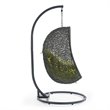 Pemberly Row Modern Metal/Rattan Outdoor Hanging Chair in Gray/Peridot