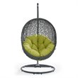 Pemberly Row Modern Metal/Rattan Outdoor Hanging Chair in Gray/Peridot