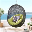 Pemberly Row Modern Metal/Rattan Outdoor Hanging Chair in Gray/Peridot