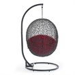 Pemberly Row Modern Metal/Rattan Outdoor Hanging Chair in Gray/Red