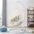 Pemberly Row Modern Metal Outdoor Swing Chair with Stand in White/Beige