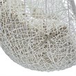 Pemberly Row Modern Metal Outdoor Swing Chair with Stand in White/Beige