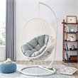 Pemberly Row Modern Metal Outdoor Swing Chair with Stand in White/Gray