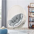 Pemberly Row Modern Metal Outdoor Swing Chair with Stand in White/Gray
