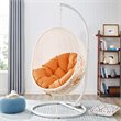 Pemberly Row Modern Metal Outdoor Swing Chair with Stand in White/Orange