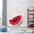 Pemberly Row Modern Metal Outdoor Swing Chair with Stand in White/Red